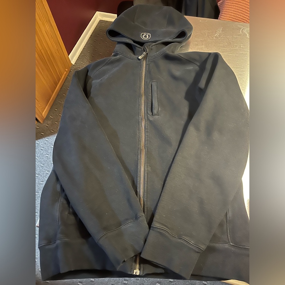 Men's Black Lululemon Zip-Up Hoodie Sweater- Heavy duty material